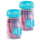 Zestaw Gillette Venus 3 Colors, maszynka do golenia dla kobiet, jednorazowa, 2 x 4 sztuki - miniaturka zdjęcia produktu