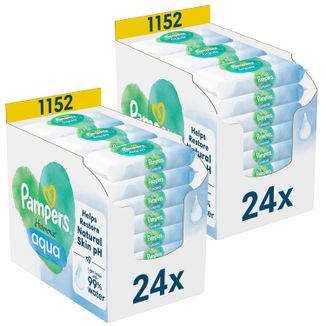 Zestaw Pampers Harmonie Aqua, chusteczki nawilżane, 2 x (24 x 48 sztuk) - zdjęcie produktu