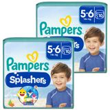 Zestaw Pampers Splashers, pieluchomajtki do pływania, rozmiar 5-6, 14+ kg, 2 x 10 sztuk - miniaturka zdjęcia produktu