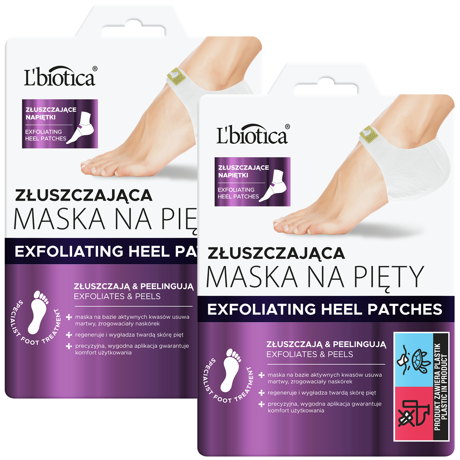 Nieznana Zestaw L'Biotica, maska złuszczająca na pięty, złuszczające napiętki, 2 x 18 g