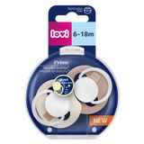 Lovi Prime, smoczek uspokajający, silikonowy, dynamiczny, Ivory Glow/Blush Glow, 34/437, 6-18 miesięcy, 2 sztuki - miniaturka zdjęcia produktu