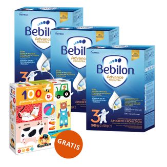 Zestaw Bebilon Advance Pronutra 3 Junior, odżywcza formuła na bazie mleka, po 1 roku, 3 x 1000 g + CzuCzu, biblioteczka 100 pierwszych słów gratis - zdjęcie produktu