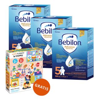 Zestaw Bebilon Advance Pronutra 5 Junior, odżywcza formuła na bazie mleka, dla przedszkolaka, 3 x 1000 g + CzuCzu, puzzle Co robimy w domu gratis - zdjęcie produktu