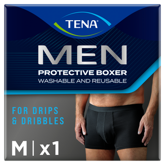 Tena Men Protective Boxer, wielorazowe bokserki na lekkie nietrzymanie moczu, czarne, rozmiar M, 1 sztuka - zdjęcie produktu