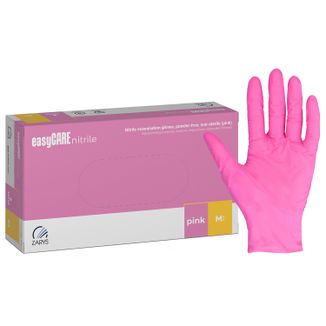 EasyCare Nitrile, rękawice nitrylowe, niejałowe, bezpudrowe, różowe, rozmiar M, 100 sztuk - zdjęcie produktu