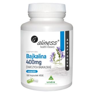 Aliness Bajkalina, tarczyca bajkalska, ekstrakt 400 mg, 100 kapsułek vege - zdjęcie produktu