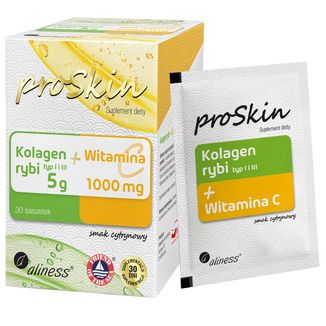 ProSkin Kolagen rybi 5 g + Witamina C 1000 mg, smak cytrynowy, 30 saszetek - zdjęcie produktu