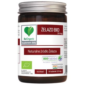 BeOrganic Żelazo Bio 10 mg, 50 tabletek - zdjęcie produktu