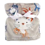 BabyMatex, kocyk z mikrofibry z haftem Ricco, 75 cm x 100 cm, beżowy z kotkami - miniaturka zdjęcia produktu