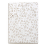 BabyMatex, prześcieradło muślinowe z gumką 60 cm x 120 cm, Muslin Design, białe w różyczki - miniaturka zdjęcia produktu