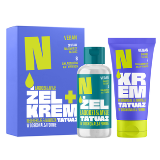 Zestaw Neba, żel łagodzący do mycia skóry ze świeżym tataużem, 100 ml + krem do pielęgnacji skóry ze świeżym tatuażem, 50 ml - zdjęcie produktu