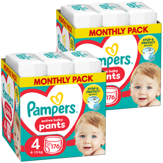 Zestaw Pampers Pants, pieluchomajtki, Maxi, rozmiar 4, 9-15 kg, 2 x 176 sztuk - zdjęcie produktu