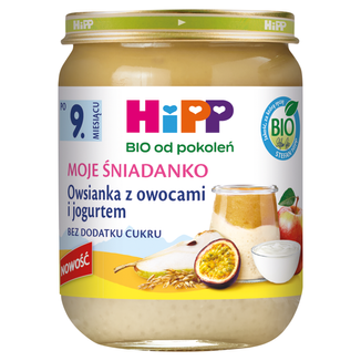 HiPP Moje Śniadanko Bio, owsianka z owocami i jogurtem, po 9 miesiącu, 160 g - zdjęcie produktu
