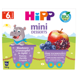 HiPP Mini Deser Bio, jabłka, jagody, granaty, po 6 miesiącu, 4 x 100 g - miniaturka zdjęcia produktu