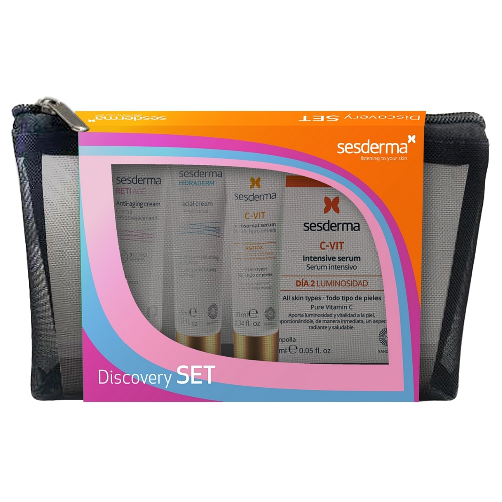 Nieznana Sesderma Discovery Set, serum w ampułkach 2 x 1,5 ml + serum liposomowe, 10 ml + krem nawilżający, 15 ml + krem przeciwstarzeniowy, 10 ml