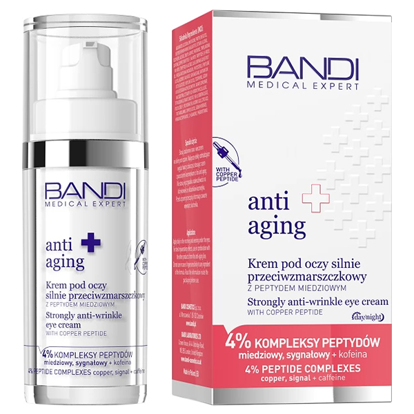 Nieznana Bandi Medical Expert Anti-Aging, krem pod oczy silnie przeciwzmarszczkowy z peptydem miedziowym, 30 ml — Inhaltsstoffe und Bewertung