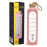 4Fizjo, butelka szklana na wodę w silikonowym etui, motywacyjna, różowa, 1 l - miniaturka zdjęcia produktu