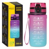4Fizjo, butelka tritanowa na wodę, bidon motywacyjny, niebiesko-różowy, 500 ml - miniaturka zdjęcia produktu