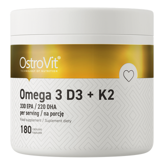 OstroVit Omega 3, D3 + K2, 180 kapsułek - zdjęcie produktu