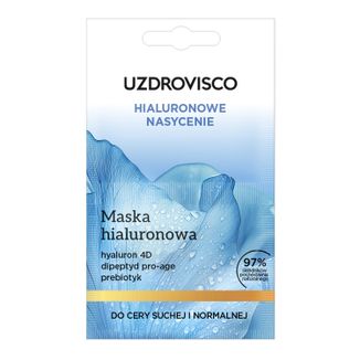 Uzdrovisco Hialuronowe Nasycenie, maska hialuronowa, cera sucha i normalna, 10 ml - zdjęcie produktu