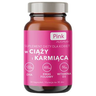 Pink Mama W ciąży i karmiąca, 30 kapsułek KRÓTKA DATA Pink Mama W ciąży i karmiąca, 30 kapsułek KRÓTKA DATA - zdjęcie produktu