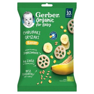 Gerber Organic Chrupaki Gryzaki, banan, po 10 miesiącu, 28 g Gerber Organic Chrupaki Gryzaki, banan, po 10 miesiącu, 28 g - zdjęcie produktu