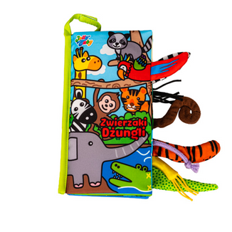 Dumel Jolly Baby, książeczka sensoryczna, Zwierzaki Dżungli Ogonki, od urodzenia, 1 sztuka - zdjęcie produktu