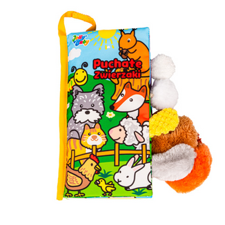 Dumel Jolly Baby, książeczka sensoryczna, Puchate Zwierzaki Ogonki, od urodzenia, 1 sztuka - zdjęcie produktu