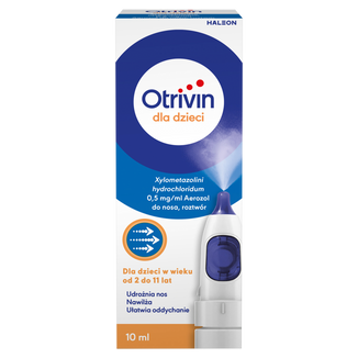 Otrivin dla dzieci 0,5 mg/ ml, od 2 do 11 lat, aerozol do nosa, 10 ml - zdjęcie produktu