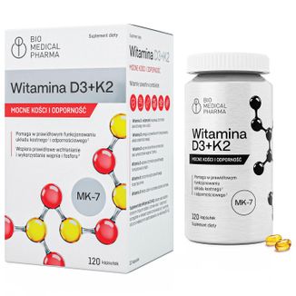 Bio Medical Pharma Witamina D3+K2, 120 kapsułek - zdjęcie produktu