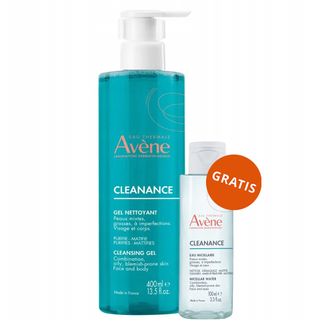Avene Cleanance, żel oczyszczający do twarzy i ciała, skóra tłusta ze skłonnością do niedoskonałości, 400 ml +  woda micelarna do twarzy i oczu, 100 ml gratis - zdjęcie produktu