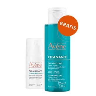 Avene Cleanance ComedoMed, koncentrat przeciw niedoskonałościom, skóra skłonna do trądziku, 30 ml + żel oczyszczający do twarzy i ciała, skóra tłusta ze skłonnością do niedoskonało - zdjęcie produktu