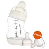Canpol Babies, butelka antykolkowa S-Shape, szeroka, PP, 24/201, 200 ml + smoczek silikonowy do butelki S-Shape S, mini, 59/891, od urodzenia, 2 sztuki gratis - miniaturka zdjęcia produktu