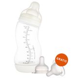 Canpol Babies, butelka antykolkowa S-Shape, szeroka, PP, 310 ml + smoczek silikonowy do butelki S-Shape M, wolny, od 3 miesiąca, 2 sztuki gratis - miniaturka zdjęcia produktu