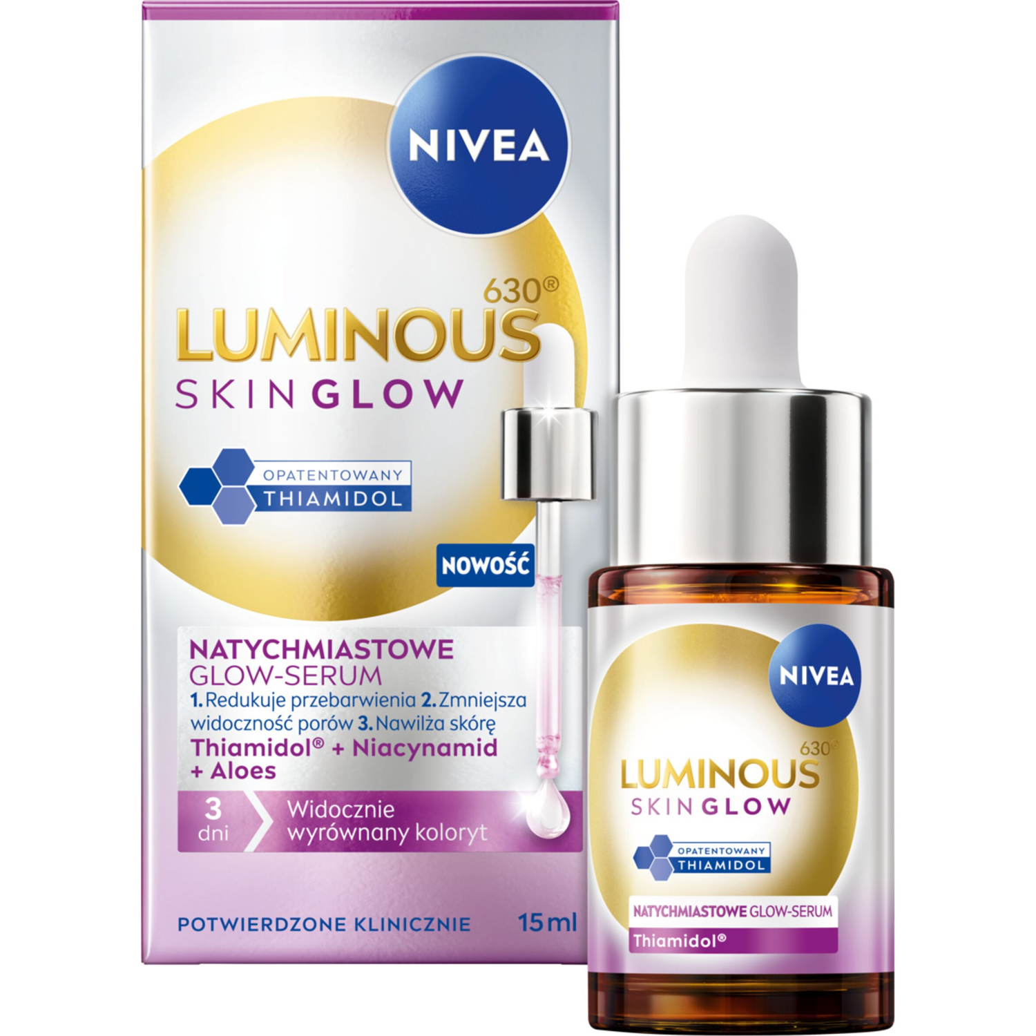 Nivea Nivea Luminous 630 Skin Glow, natychmiastowe glow-serum, 15 ml