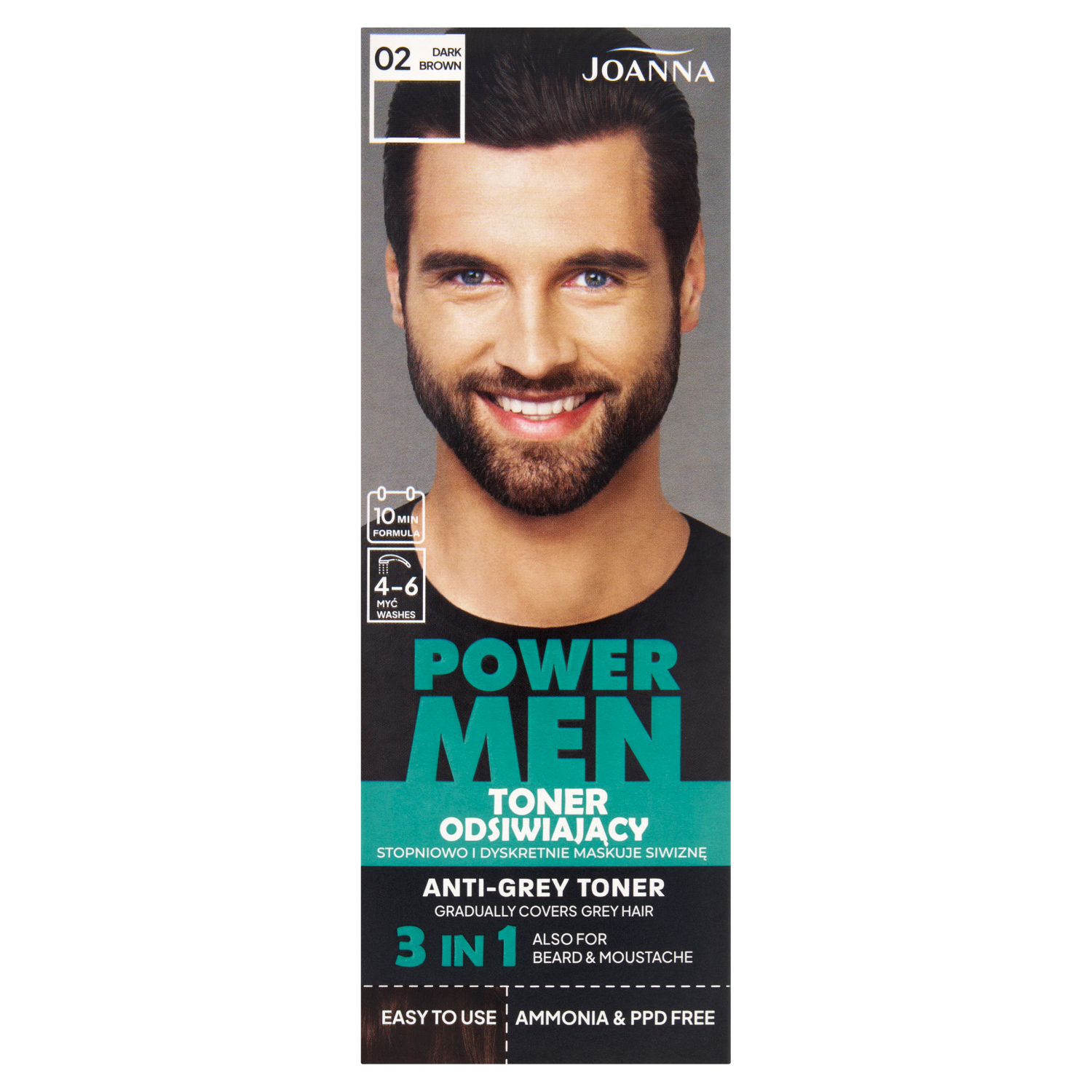 Power Men Joanna Power Men, toner odsiwiający, 02 dark brown, 80 g — Inhaltsstoffe und Bewertung