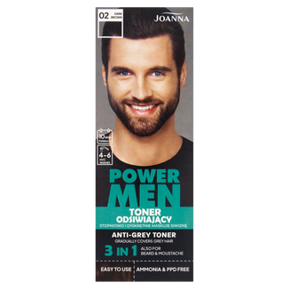 Joanna Power Men, toner odsiwiający, 02 dark brown, 80 g - zdjęcie produktu
