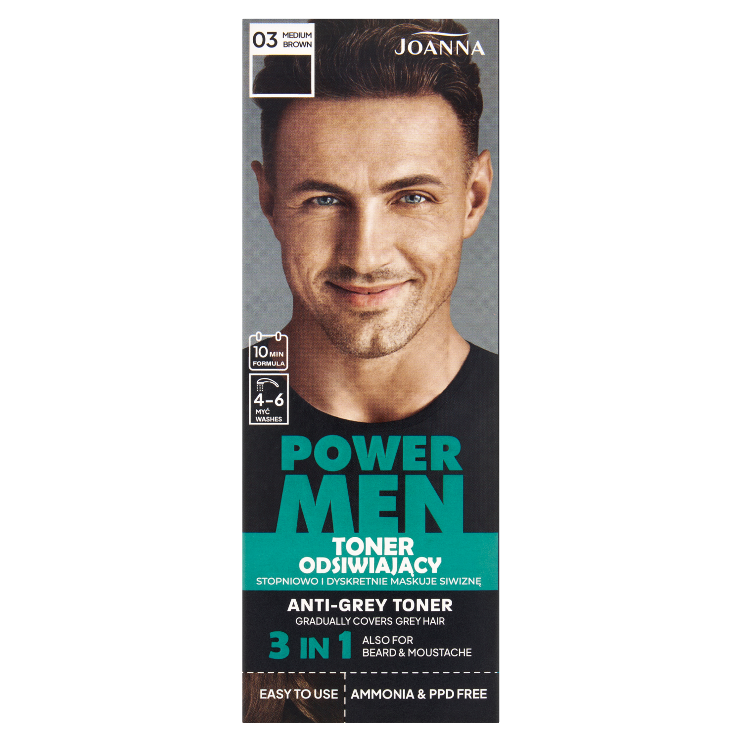 Power Men Joanna Power Men, toner odsiwiający, 03 medium brown, 80 g — Inhaltsstoffe und Bewertung