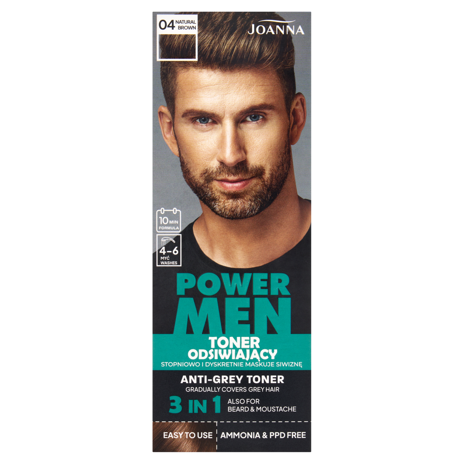 Power Men Joanna Power Men, toner odsiwiający, 04 natural brown, 80 g — Inhaltsstoffe und Bewertung