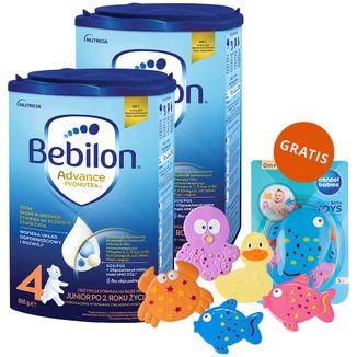 Zestaw Bebilon Advance Pronutra 4 Junior, odżywcza formuła na bazie mleka, po 2 roku, 2 x 800 g + Canpol Babies, zestaw zabawek do kąpieli, 5 sztuk gratis - zdjęcie produktu