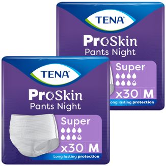 Zestaw Tena Pants ProSkin Night, majtki chłonne, rozmiar M, 80-110 cm, Super, 2 x 30 sztuk - zdjęcie produktu