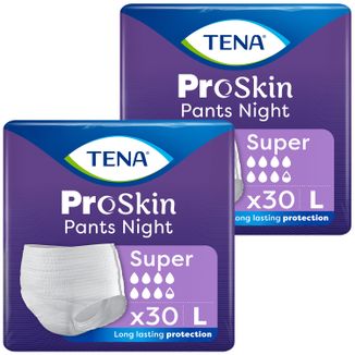 Zestaw Tena Pants ProSkin Night, majtki chłonne, rozmiar L, 100-135 cm, Super, 2 x 30 sztuk - zdjęcie produktu