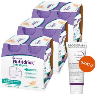 Zestaw Nutridrink Skin Repair, preparat odżywczy, smak waniliowy, 12 x 200 ml + Bioderma Cicabio Restor, krem, 100 ml gratis - zdjęcie produktu