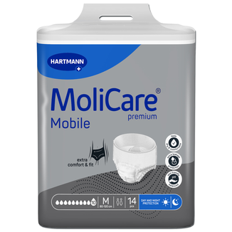 MoliCare Premium Mobile, pieluchomajtki, rozmiar M, 80-120 cm, 10 kropli, 14 sztuk - zdjęcie produktu