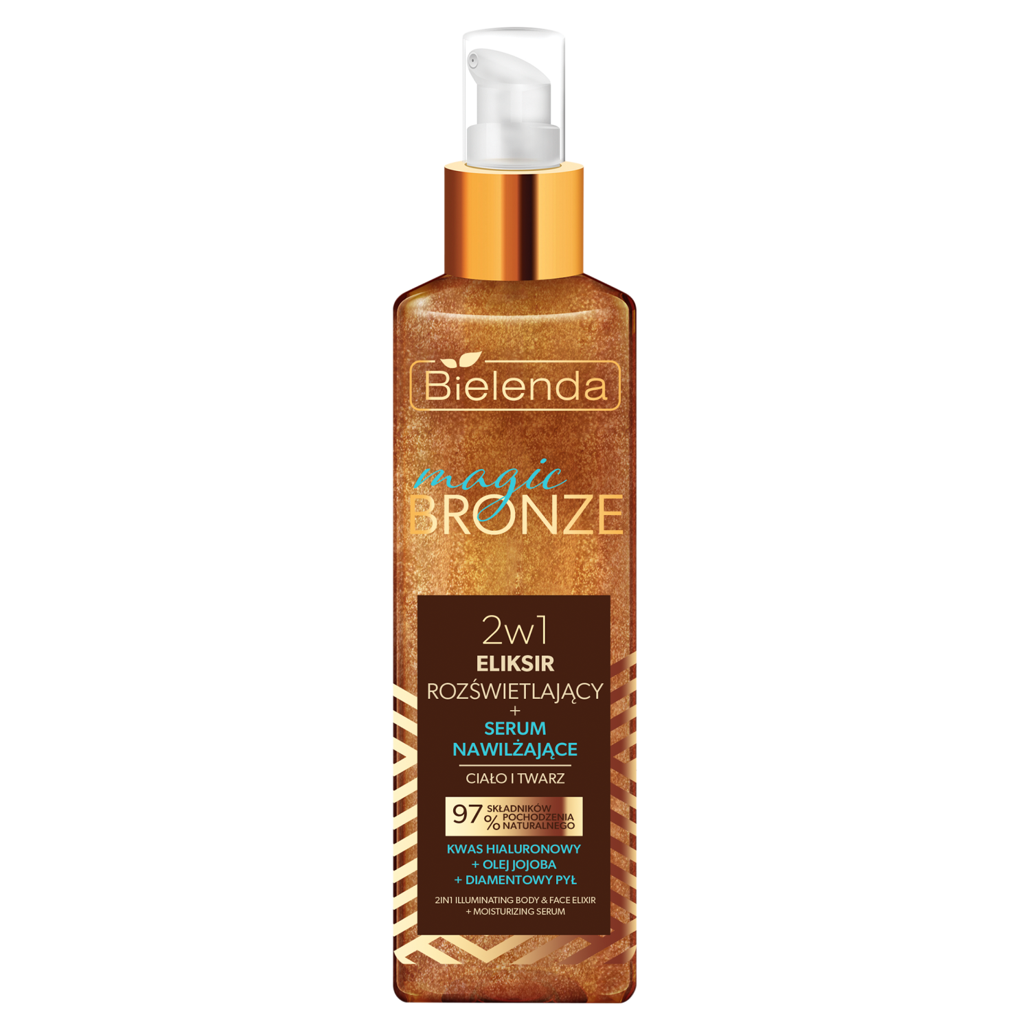 Nieznana Bielenda Magic Bronze, Elixier aufhellend + serum feuchtigkeitsspendend Gesicht und Körper 2w1, 150 ml — Inhaltsstoffe und Bewertung