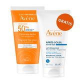 Avene Sun, krem ochronny do twarzy, bezzapachowy, skóra sucha i wrażliwa, SPF 50+, 50 ml + balsam po opalaniu, dla dorosłych i dzieci od 2 lat, 50 ml gratis - miniaturka zdjęcia produktu