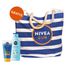 Zestaw Nivea Sun Invisible Finish, nawilżający balsam do opalania, SPF 50+, 150 ml + balsam po opalaniu przedłużający opaleniznę, 200 ml + torba plażowa gratis - miniaturka  zdjęcia produktu