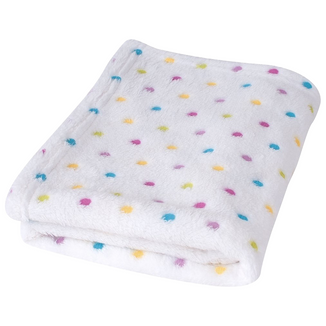 BabyMatex, kocyk z mikrofibry Milly, 75 cm x 100 cm, biały w kolorowe kropki - zdjęcie produktu