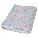 BabyMatex, kocyk z mikrofibry Milly, 75 cm x 100 cm, szary w kolorowe kropki - miniaturka zdjęcia produktu
