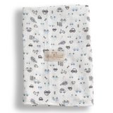 BabyMatex, otulacz muślinowy Muslin Design, 80 cm x 120 cm, biały w autka - miniaturka zdjęcia produktu